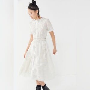 Urban Outfitters - Victoria Eyelet Short Sleeve Button-front Midi Dress